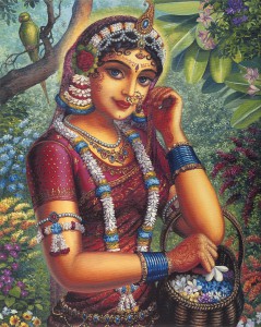 Painting of Sri Radha in forest